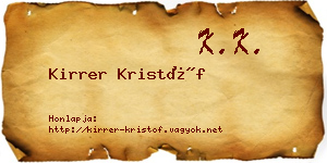 Kirrer Kristóf névjegykártya